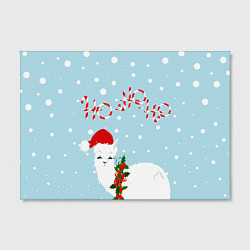 Холст прямоугольный Лама в роли Санта Клауса, цвет: 3D-принт — фото 2