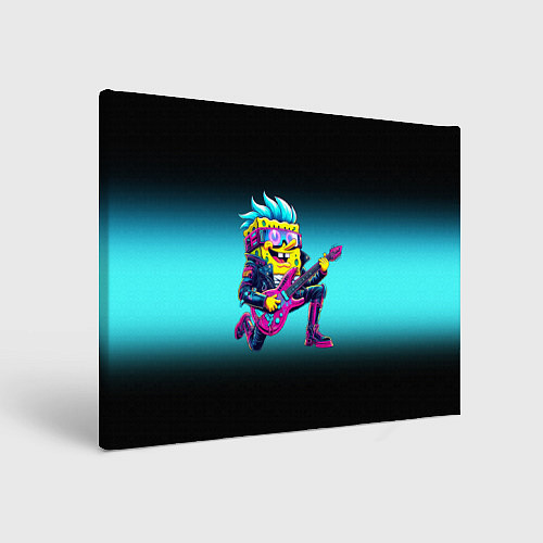 Картина прямоугольная Sponge Bob - rock guitarist - ai art / 3D-принт – фото 1