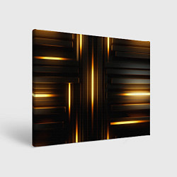 Холст прямоугольный Неоновый узор черное золото стене, цвет: 3D-принт