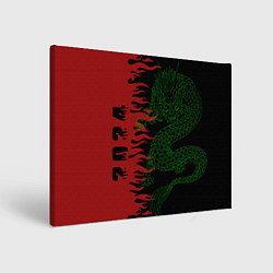 Холст прямоугольный Зеленый дракон - 2024, цвет: 3D-принт