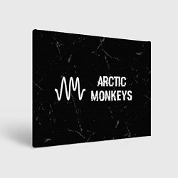Холст прямоугольный Arctic Monkeys glitch на темном фоне по-горизонтал, цвет: 3D-принт