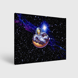 Холст прямоугольный Космонавт Гомер Симпсон на пончике - нейросеть, цвет: 3D-принт
