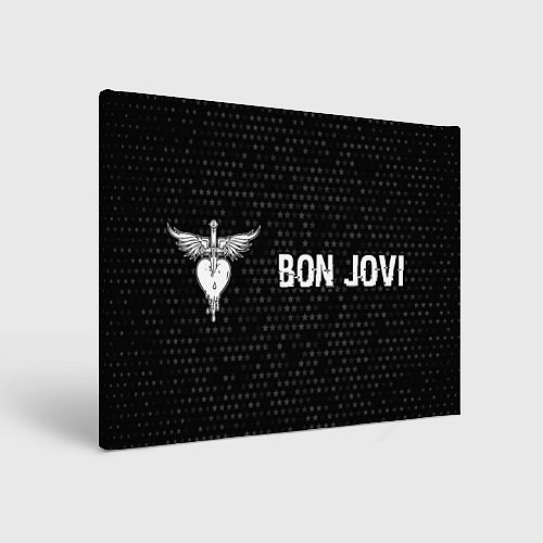 Картина прямоугольная Bon Jovi glitch на темном фоне по-горизонтали / 3D-принт – фото 1