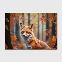 Холст прямоугольный Рыжая лисица в осеннем лесу, цвет: 3D-принт — фото 2