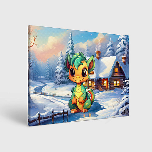 Картина прямоугольная Крошечный дракон зимы 2024 / 3D-принт – фото 1