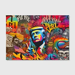 Холст прямоугольный Дональд Трамп - граффити - нейросеть, цвет: 3D-принт — фото 2