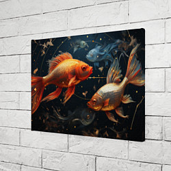 Холст прямоугольный Рыбки на темном фоне, цвет: 3D-принт — фото 2