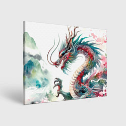 Холст прямоугольный Акварельный японский дракон, цвет: 3D-принт