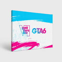 Холст прямоугольный GTA6 neon gradient style по-горизонтали, цвет: 3D-принт