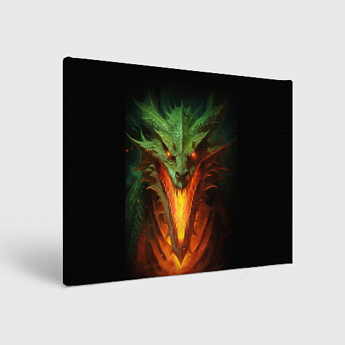Картина прямоугольная Зеленый огнедышащий дракон / 3D-принт – фото 1