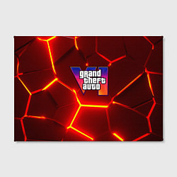 Холст прямоугольный GTA 6 лого на фоне разлома красных плит, цвет: 3D-принт — фото 2