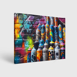 Холст прямоугольный Баллончики с краской - граффити, цвет: 3D-принт
