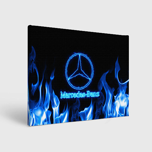 Картина прямоугольная Mercedes-benz blue neon / 3D-принт – фото 1