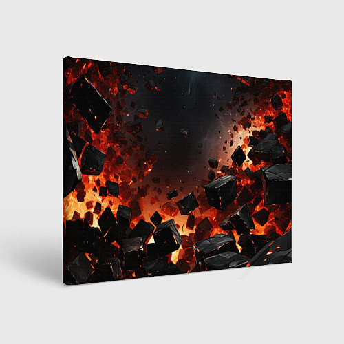 Картина прямоугольная Взрыв плит и огонь / 3D-принт – фото 1