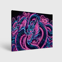 Холст прямоугольный Neon Japanese dragon - irezumi, цвет: 3D-принт