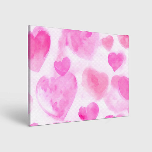 Картина прямоугольная Розовые сердечки акварель / 3D-принт – фото 1