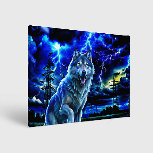 Картина прямоугольная Грозовой волк с молниями / 3D-принт – фото 1