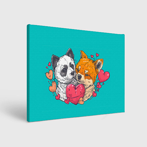 Картина прямоугольная Влюбленная собачка и лисичка / 3D-принт – фото 1