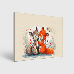 Холст прямоугольный Влюбленные лисички 14 февраля, цвет: 3D-принт