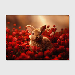 Холст прямоугольный Влюбленный кролик в розах, цвет: 3D-принт — фото 2