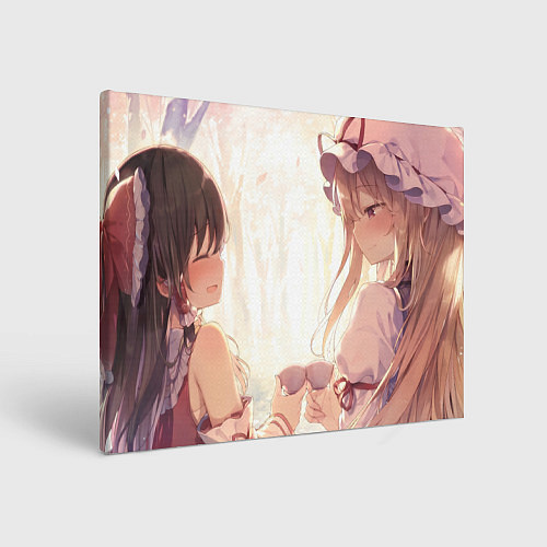 Картина прямоугольная Touhou Project Рейму Юкари чаепитие / 3D-принт – фото 1