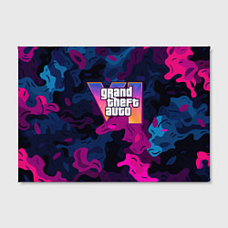 Холст прямоугольный Gta лого синий и фиолетовый камуфляж, цвет: 3D-принт — фото 2