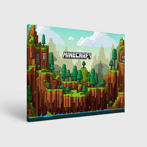 Картина прямоугольная Minecraft logo квадратный мир / 3D-принт – фото 1