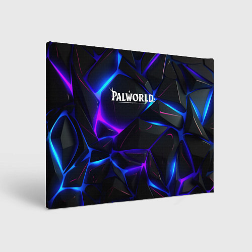 Картина прямоугольная Palworld логотип на черных неоновых плитах / 3D-принт – фото 1