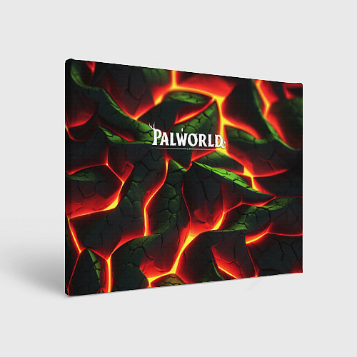 Картина прямоугольная Palworld логотип на зеленой абстракции фон / 3D-принт – фото 1