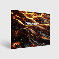 Картина прямоугольная Palworld логотип золотистый и черный фон