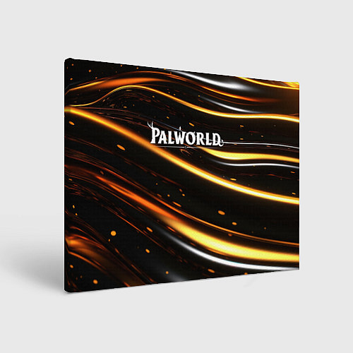 Картина прямоугольная Palworld логотип золотые волны на черном / 3D-принт – фото 1