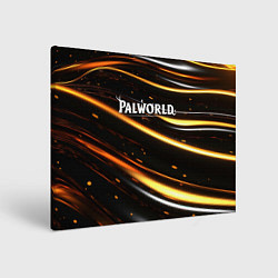 Картина прямоугольная Palworld логотип золотые волны на черном