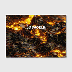 Холст прямоугольный Palworld логотип золотые абстрактные частицы на че, цвет: 3D-принт — фото 2