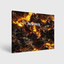 Картина прямоугольная Palworld логотип золотые абстрактные частицы на че