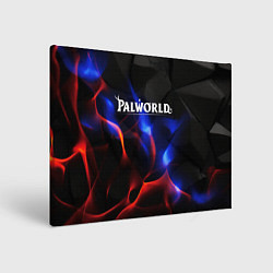 Холст прямоугольный Palworld логотип на черном и фиолетовом абстракте, цвет: 3D-принт