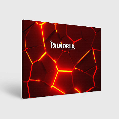 Картина прямоугольная Palworld логотип разлом красных плит / 3D-принт – фото 1