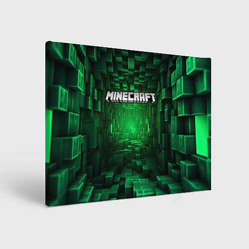 Картина прямоугольная Minecraft logo зеленые плитки / 3D-принт – фото 1