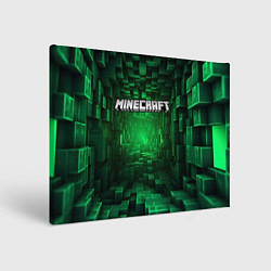 Картина прямоугольная Minecraft logo зеленые плитки