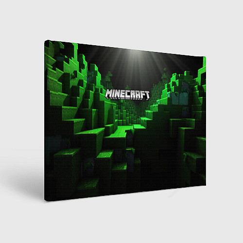 Картина прямоугольная Minecraft logo зеленые яркие плитки / 3D-принт – фото 1