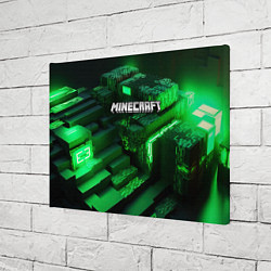 Холст прямоугольный Minecraft logo зеленые неоновые кубы, цвет: 3D-принт — фото 2