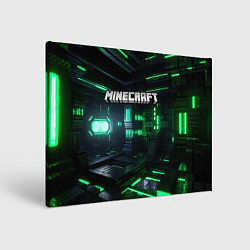 Картина прямоугольная Minecraft logo зеленый мир