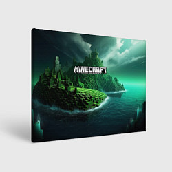 Картина прямоугольная Minecraft logo зеленый мир