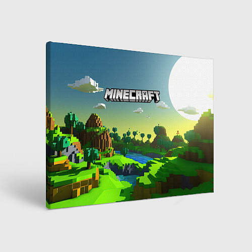 Картина прямоугольная Minecraft logo зеленый летний мир / 3D-принт – фото 1