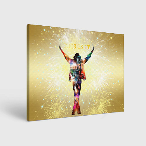Картина прямоугольная Michael Jackson THIS IS IT - с салютами на золотом / 3D-принт – фото 1