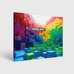 Холст прямоугольный Minecraft logo радужный мир, цвет: 3D-принт