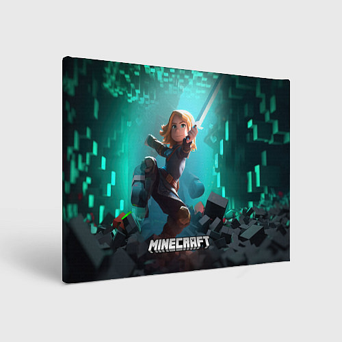 Картина прямоугольная Персонаж Minecraft с мечом / 3D-принт – фото 1
