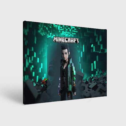 Картина прямоугольная Minecraft cyberpunk green neon / 3D-принт – фото 1