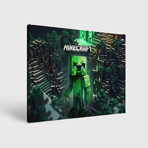 Картина прямоугольная Minecraft зеленый персонаж / 3D-принт – фото 1