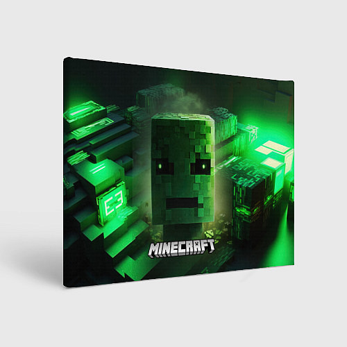 Картина прямоугольная Minecraft зеленая голова / 3D-принт – фото 1