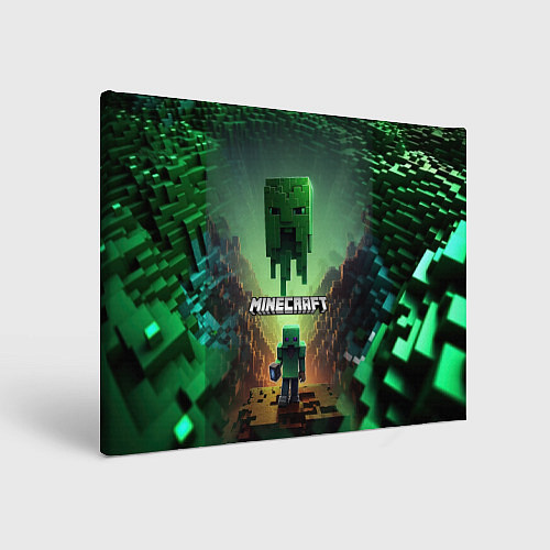 Картина прямоугольная Minecraft зеленая летящая голова / 3D-принт – фото 1